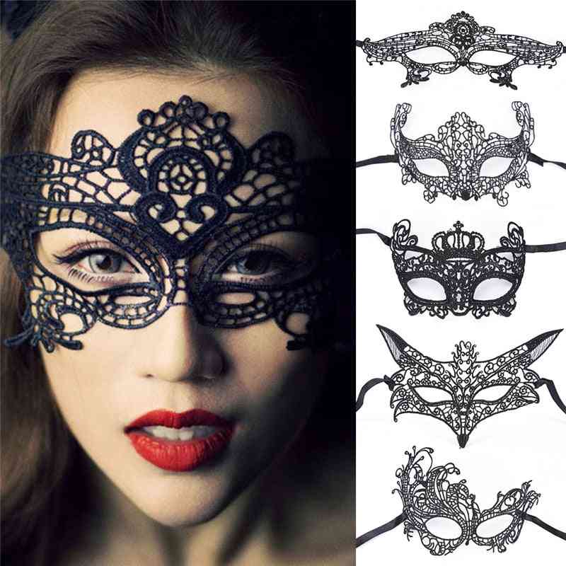 Black Lace Hollo- Goggles Nightclub Queen, Cutout Eye Masks