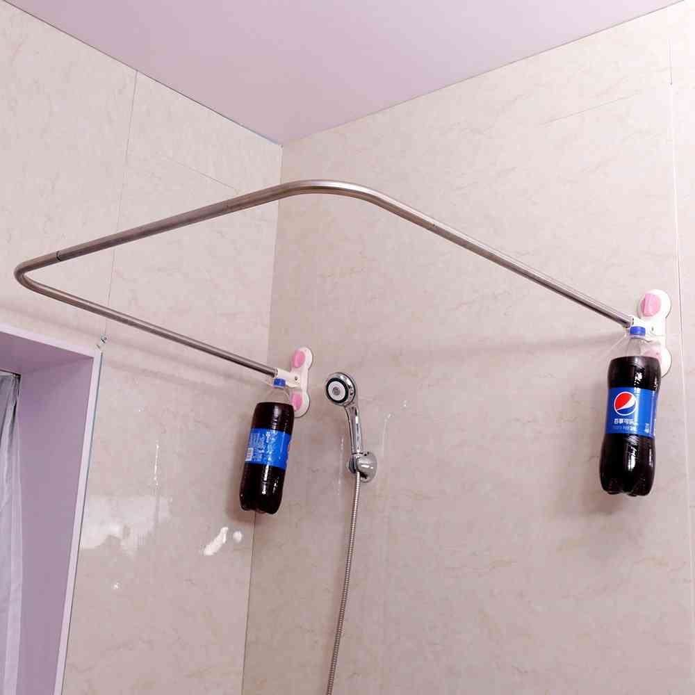 U-shaped Suction Cups- Curved Corner Shower, Curtain Rod