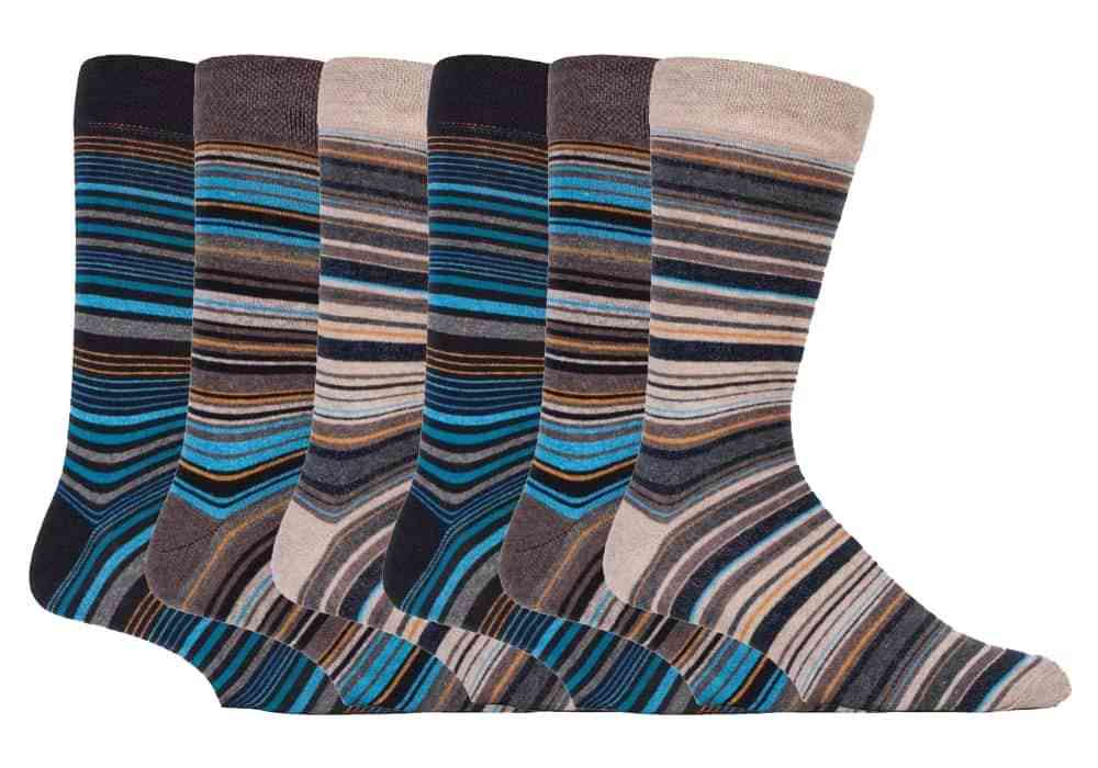 6 párov pánskych pruhovaných bavlnených ponožiek