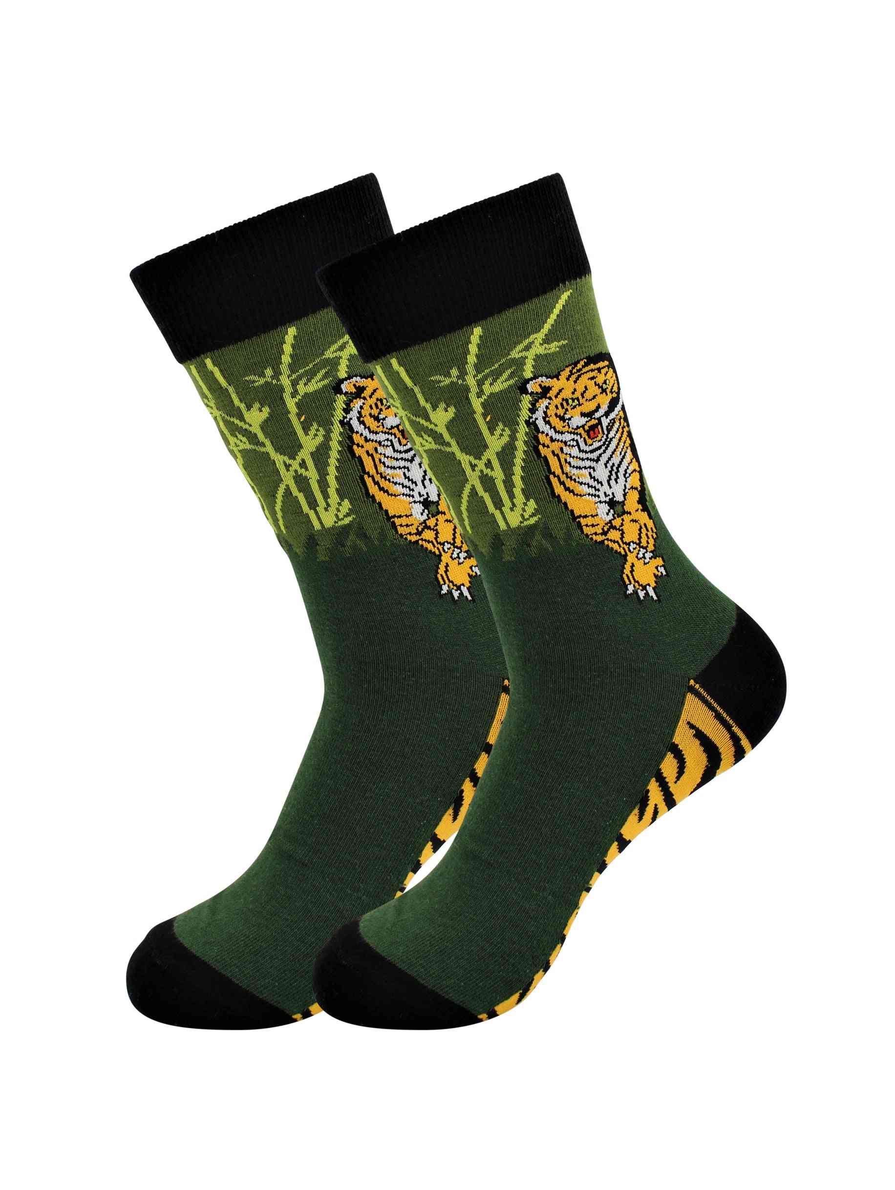 Beteg zokni - tigris (zöld) - egzotikus állatok zokni