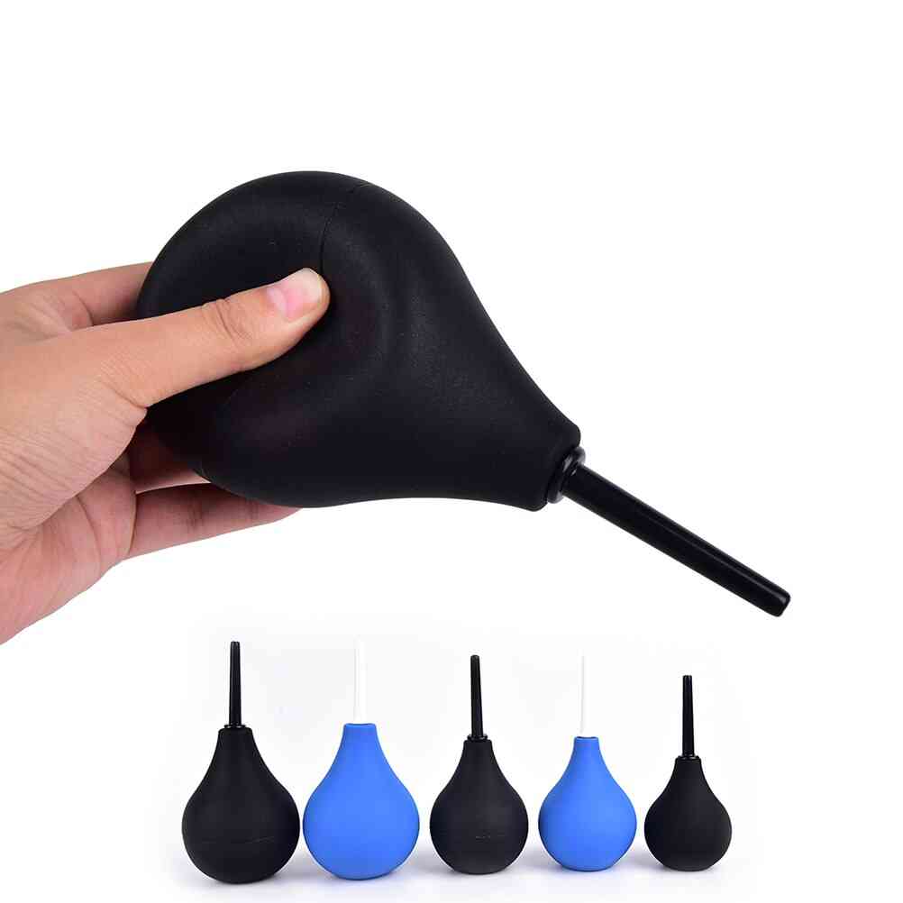Pear-shaped Enema Rectal Shower Cleaning System Silicone Gel Blue Ball
