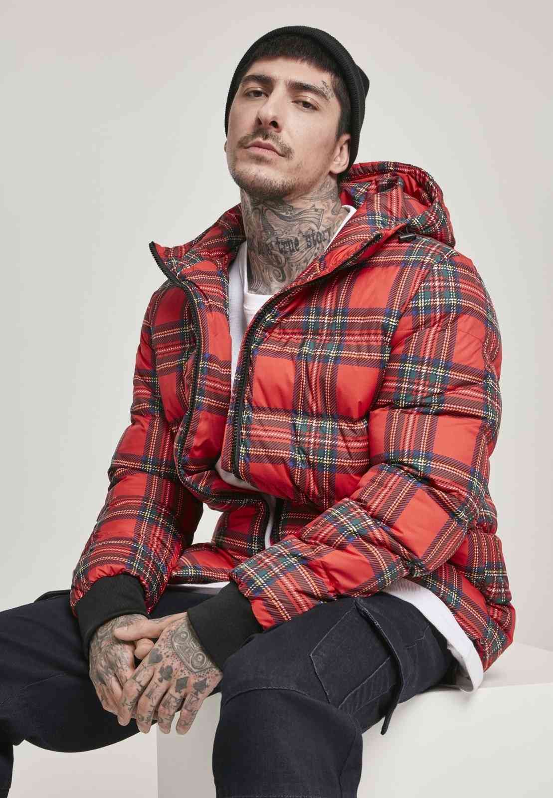 Hooded Check Puffer Jacket