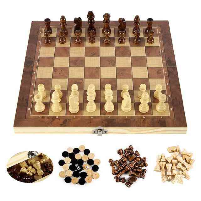 Sammenleggbart sjakkspillsett i tre