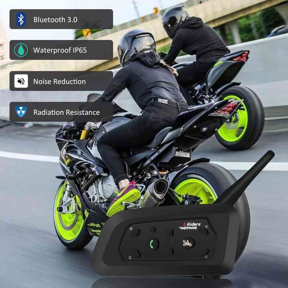 Vnetphone V6 1200m Motorcycle Bluetooth Helmet Intercom Full Duplex Motocicleta Headsets For 6 Riders