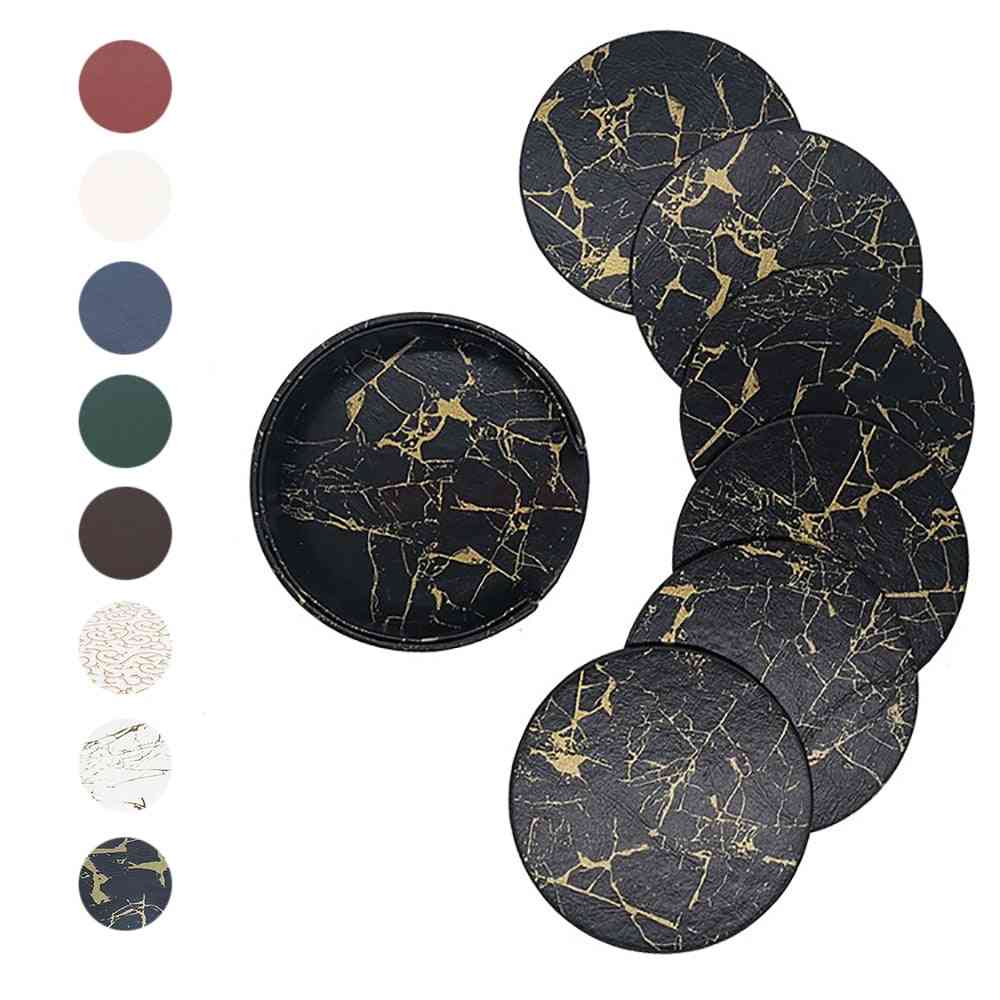 Pu Leather Marble Coaster Drink Coffee Cup Mat