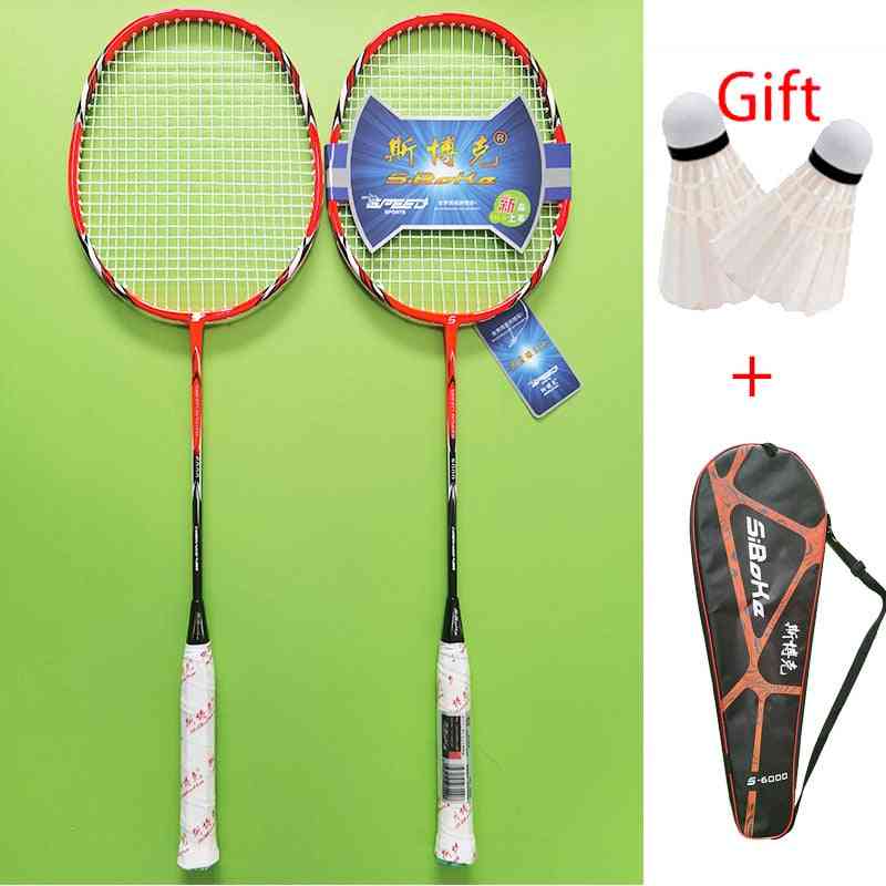 Professional Carbon Integrated Badminton Rackets Set With 2 Shuttlecock Bronzing Spray Paint Bag Packing Outdoor
