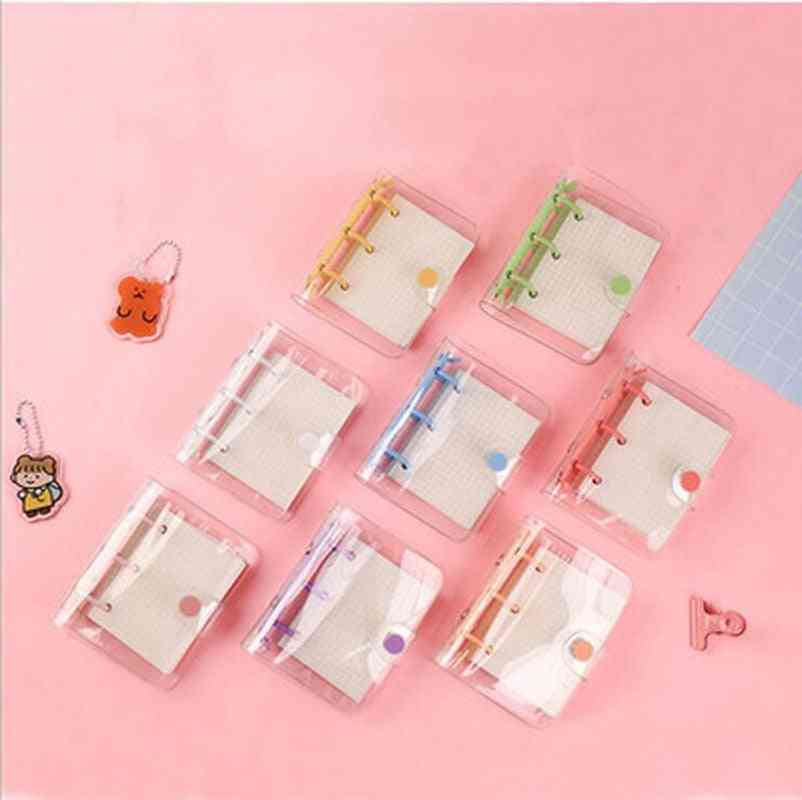 Creative Cute 3 Ring Mini Loose-leaf Hand Book Transparent Student Portable Notebook Ring Binder Kawaii School Supplies