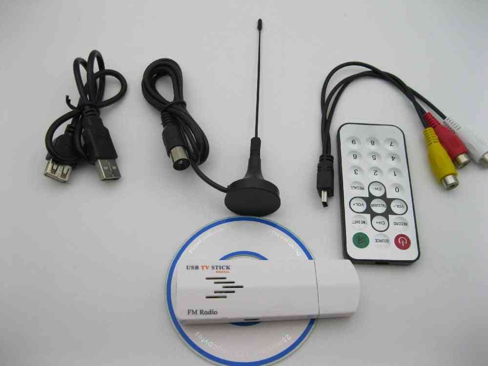 Usb tv stick tuner receiver adapter, global analog med fm radio för pc, laptop, windows xp/vista