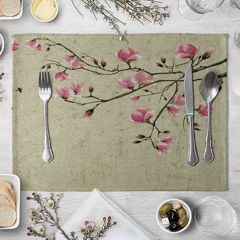 Flower Modern Mat Pad For Dining Table Coaster, Plum Blossom