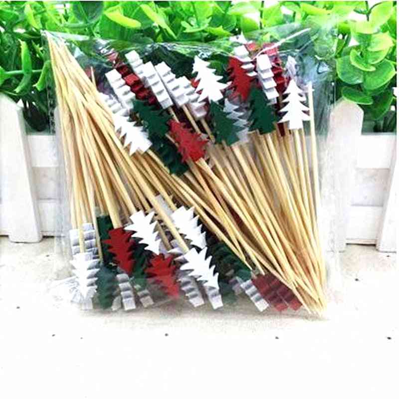 Disposable Christmas Fruit Fork Creative Cocktail Sign Pastry Decoration Sign / Ktv / Party / Bar