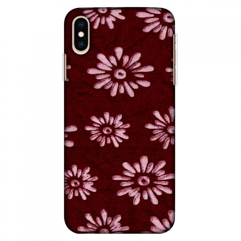 Batik Dyeing Florals - Maroon And Ivory Slim Hard Phone Case