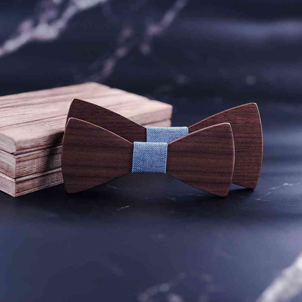 School Kids Bow Wedding Plaid Solid Wood Tie Necktie