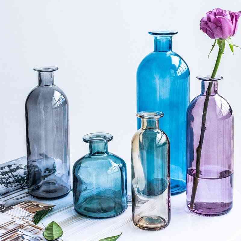 Klassisk- flerfarvet glasblomst, vaser pottekurvflasker til boligindretning