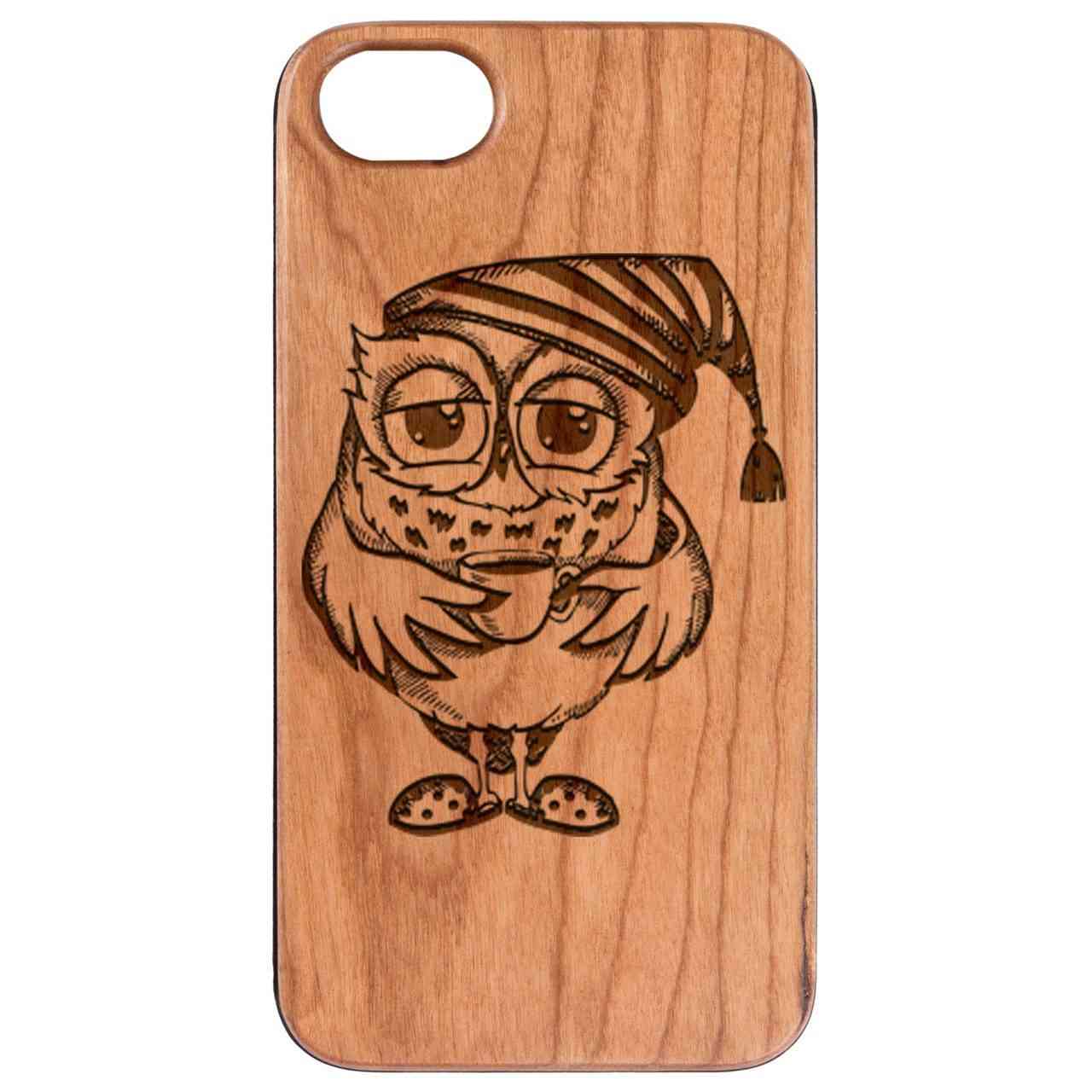 Owl With Coffee - Engraved Phone Case
