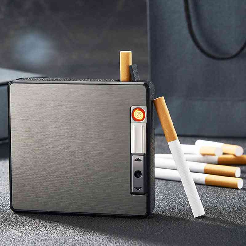 2 In 1 Cigarette Case Windproof Dual Arc Lighter