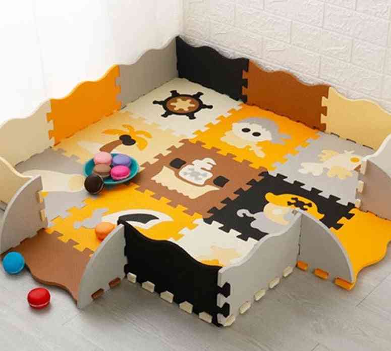 Baby Puzzle Jigsaw Soft Floor Mats Eva Foam Play Mat With Fence Thick Carpet Pad