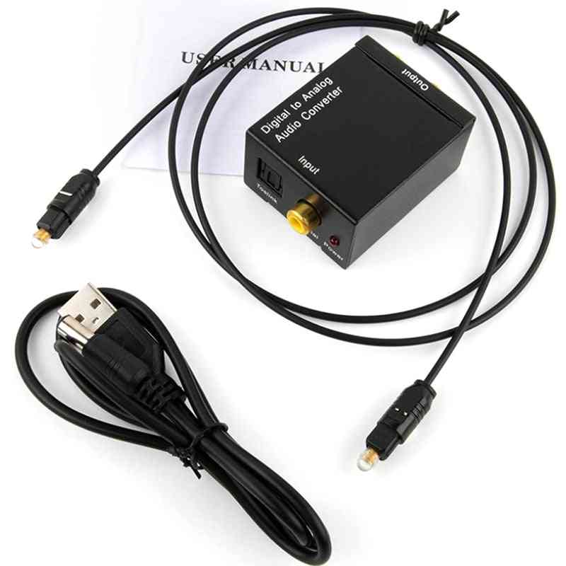 Protable Jack Coaxial Optical Fiber, Digital To Analog, Audio Aux Rca, Decoder Amplifier