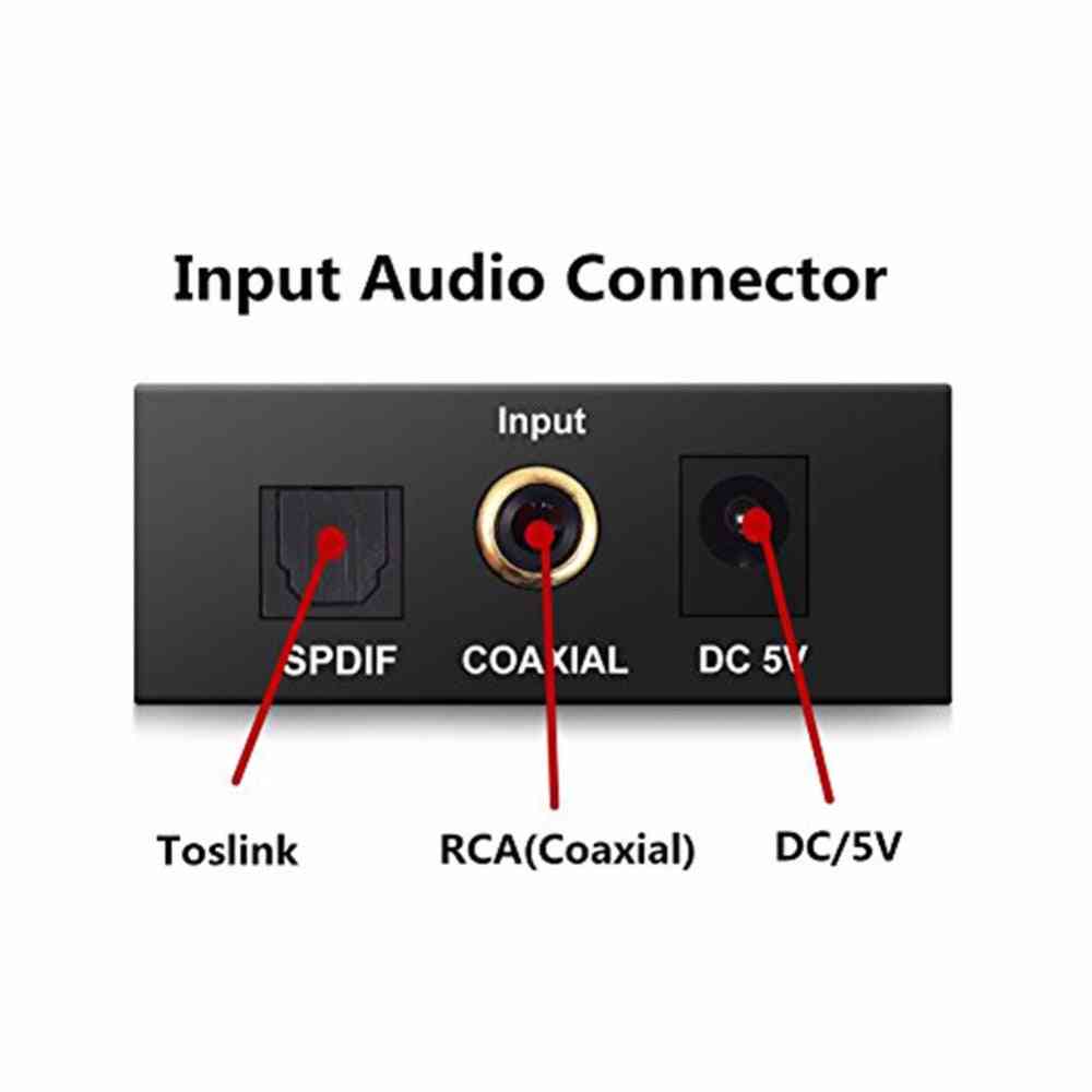 Dac digital till analog ljudomvandlare, dekoder optisk fiber koaxial stereo, ljudadapter till rca -förstärkare, usb -kabel