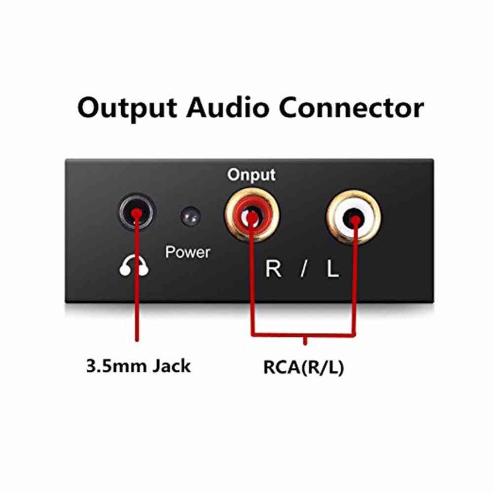 Dac digitaalinen -analoginen äänimuunnin, dekooderi optinen kuitu koaksiaalinen stereo, äänisovitin rca -vahvistimiin, usb -kaapeli