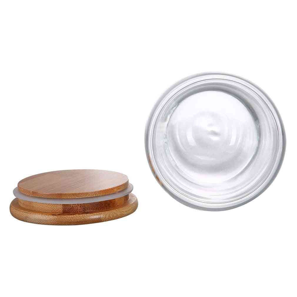 Double Layer Wall Clear Glass Tea Cups + Bamboo Lid Set