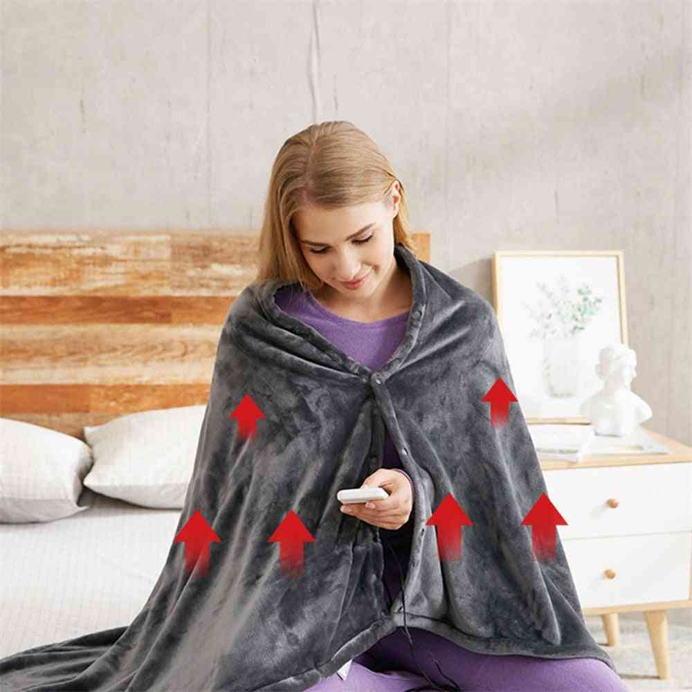 Usb Heated Warm Shawl, Electric Heating Plush Throw Blanket