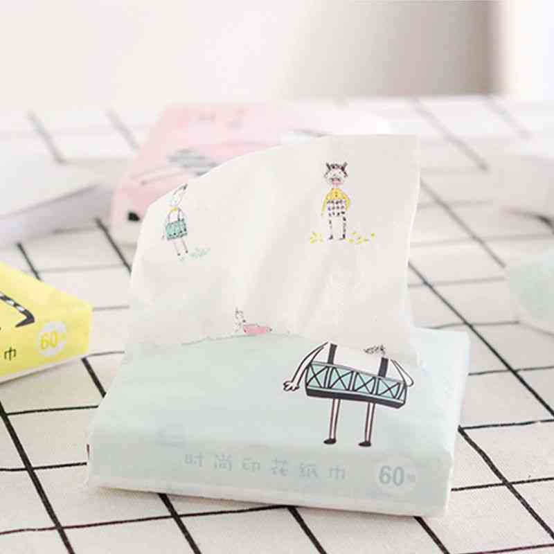 3 Ply Disposable Facial Paper Tissues, Cute Colorful Cartoon Printing Napkins
