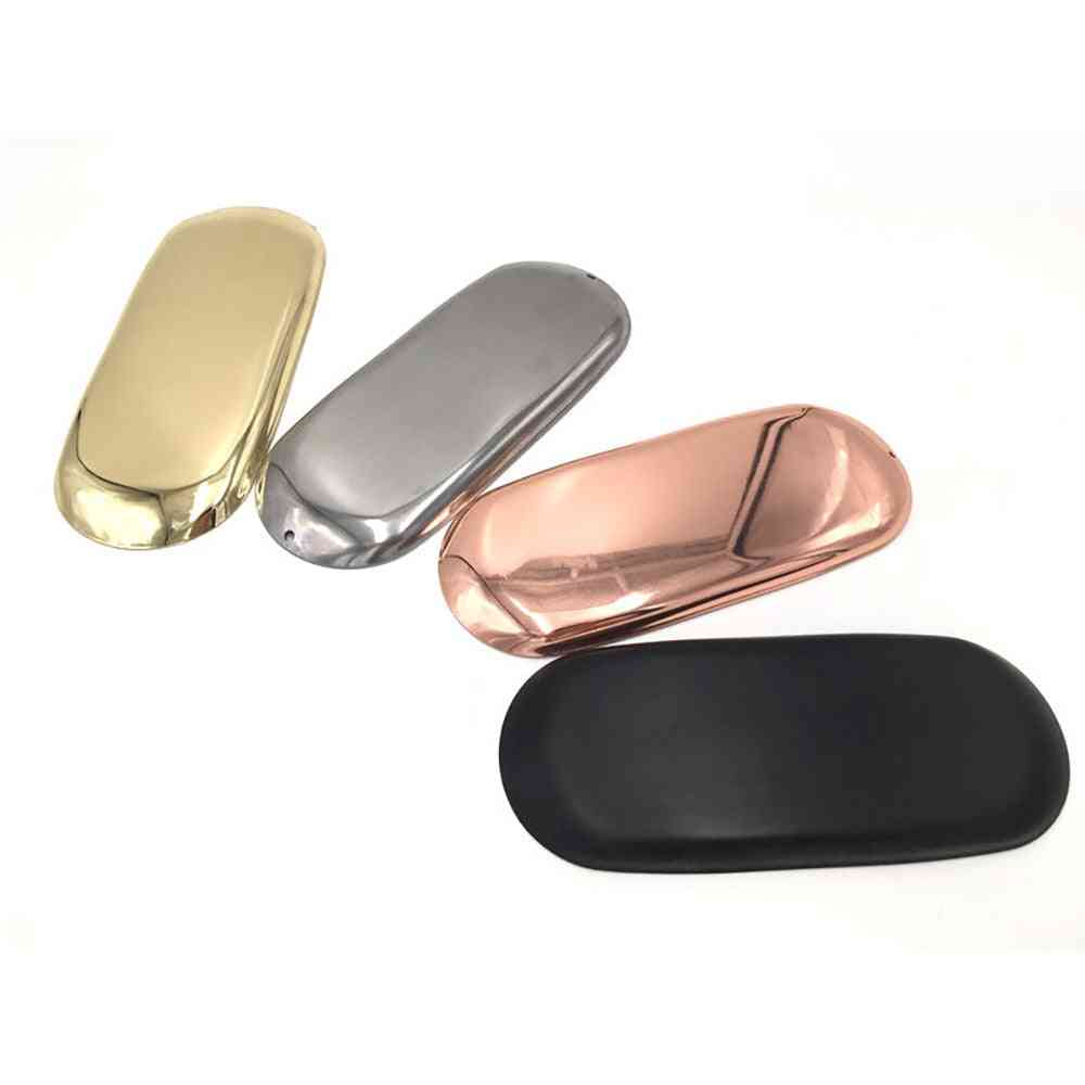 Colorful Metal Storage Tray Gold Oval Dotted Fruit Plate