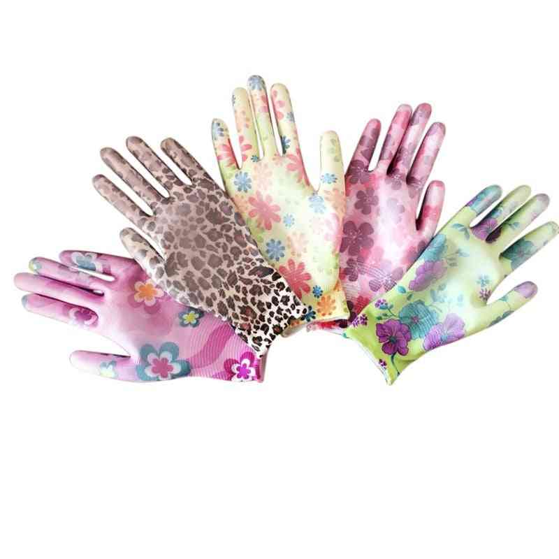 Flower Print Breathable Gardening Gloves