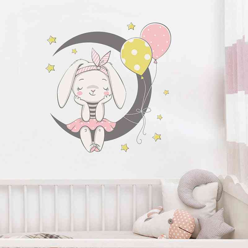 Cartoon Moon Bunny Wall Stickers