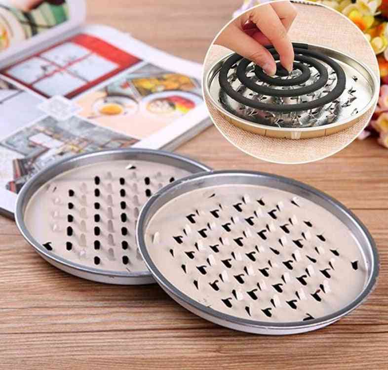 Mosquito Coil Holder Tray, Frame Safe Metal Round Rack Plate