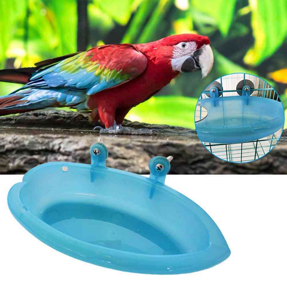Bird Bathtub With Mirror Toy And Food Feeder Bowl