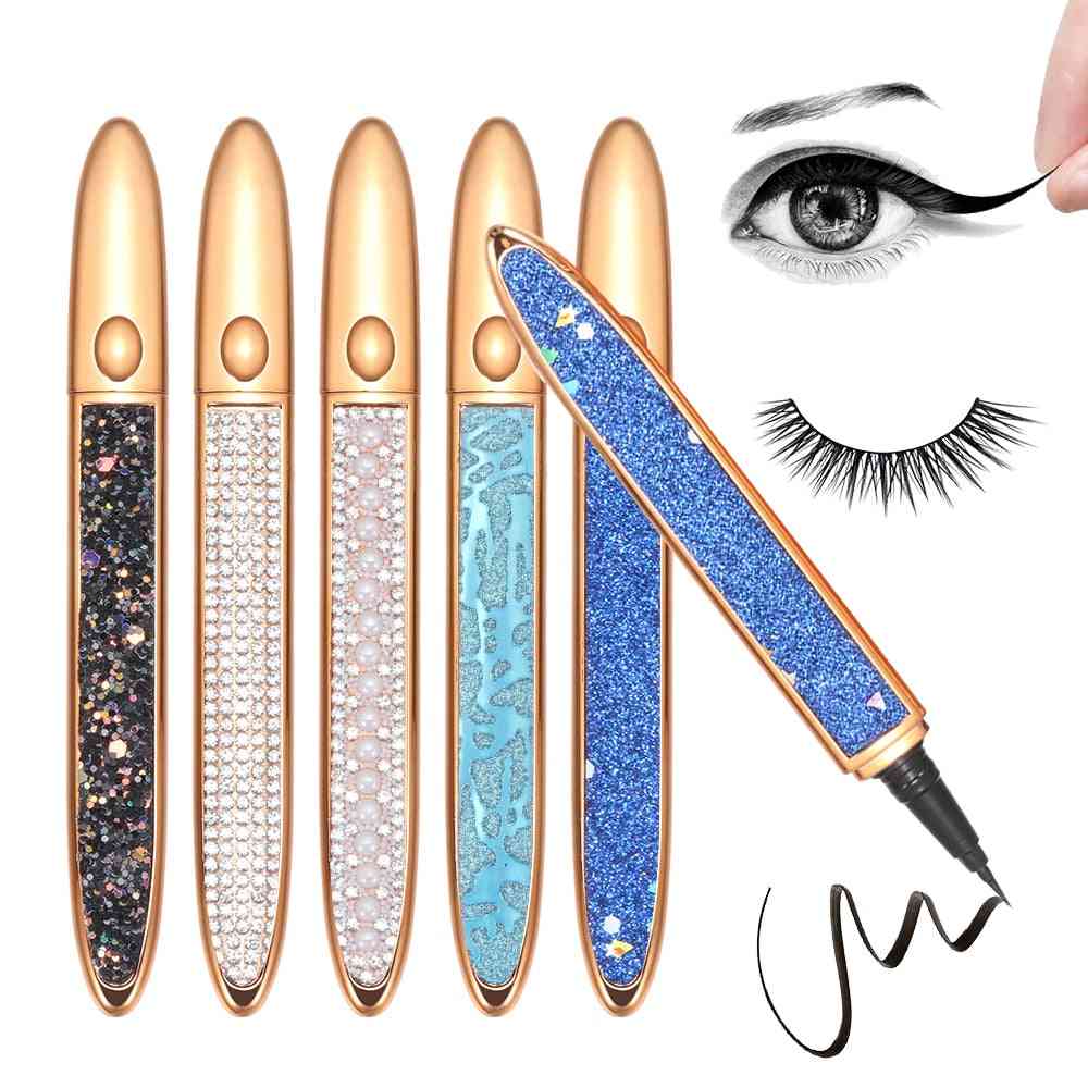 Diamond bling-glitter flydende eyeliner, selvklæbende magiske vipper, liner lim pen