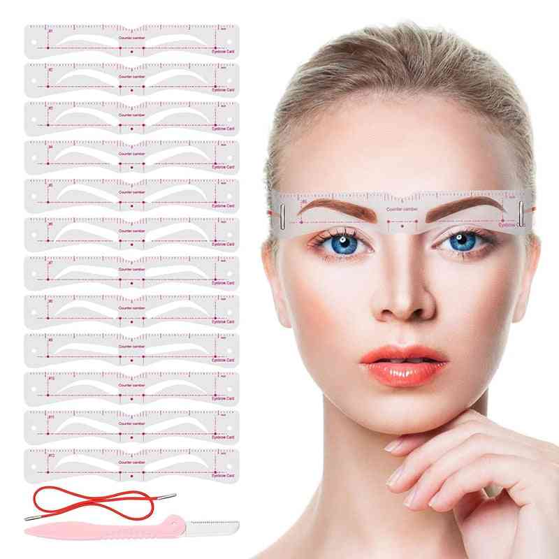 Eyebrow Stencil Set, Diy Drawing Guide Styling Shaping Grooming Template Card