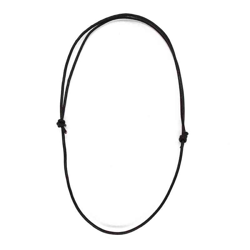 Genuine Leather Cord Sliding Knot Adjustable Long Choker Necklaces