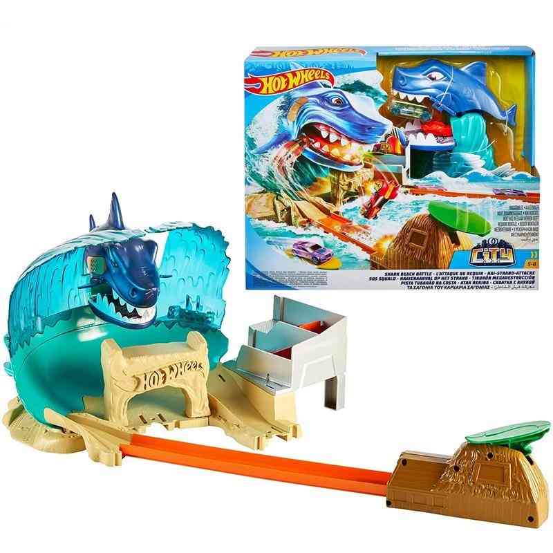 Hot Wheels City Series Shark Beach Battle Play Set Kid Track Toy