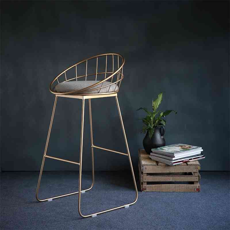 Simple Bar Stool Wrought Iron Bar Chair Gold High Stool Modern Dining Chair