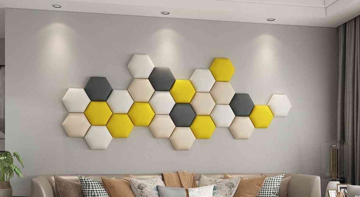 Multi-colour Hexagonal Headboard Bed Soft Bag Set - 3d Wall Stickers
