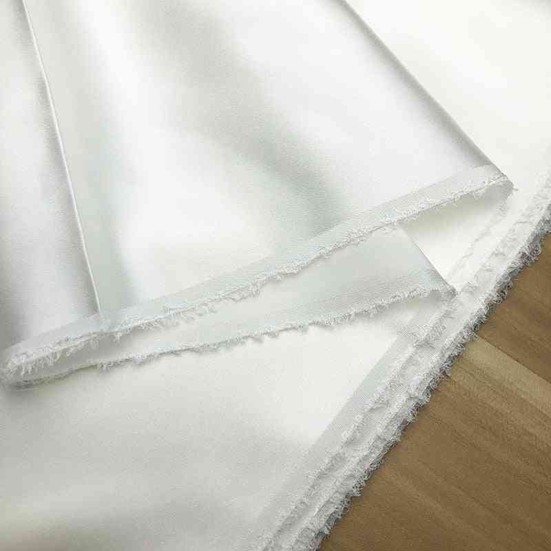 Real Silk  White Spandex Satin Silk Dress Fabric