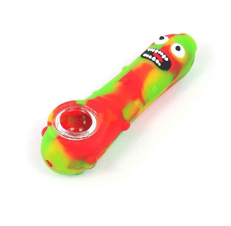Creative Silicone Smoking Pipe With Glass Bowl