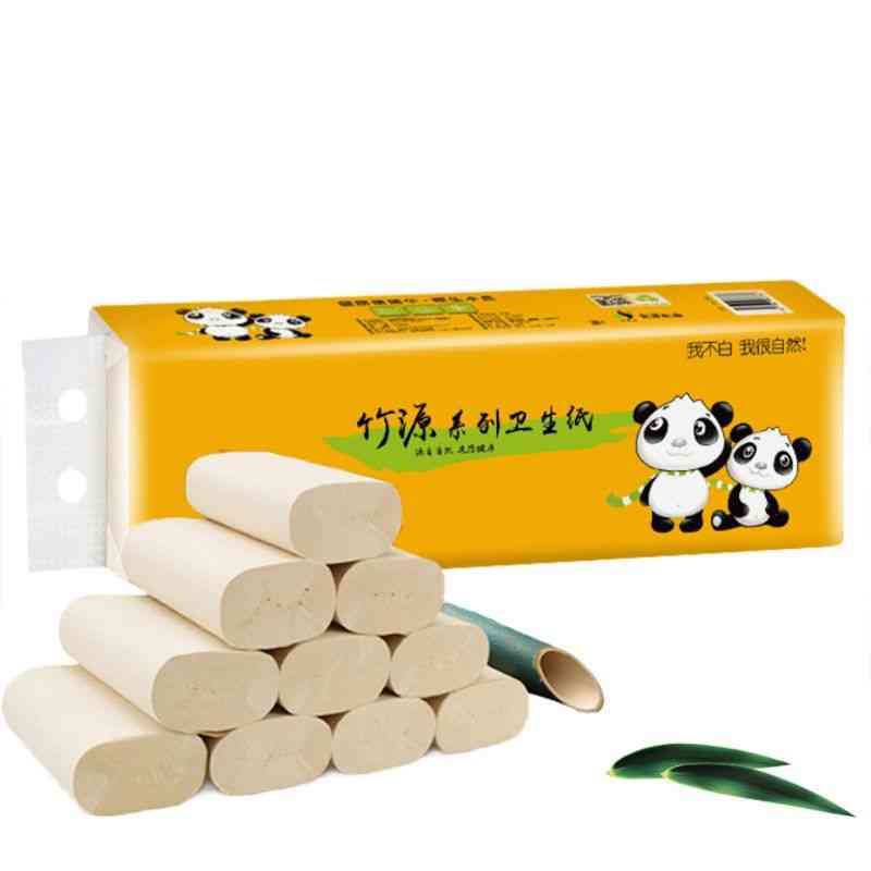 12 tekercs natúr bambuszpépes WC -papírtörlő 4 rétegben megvastagított fürdőpapír