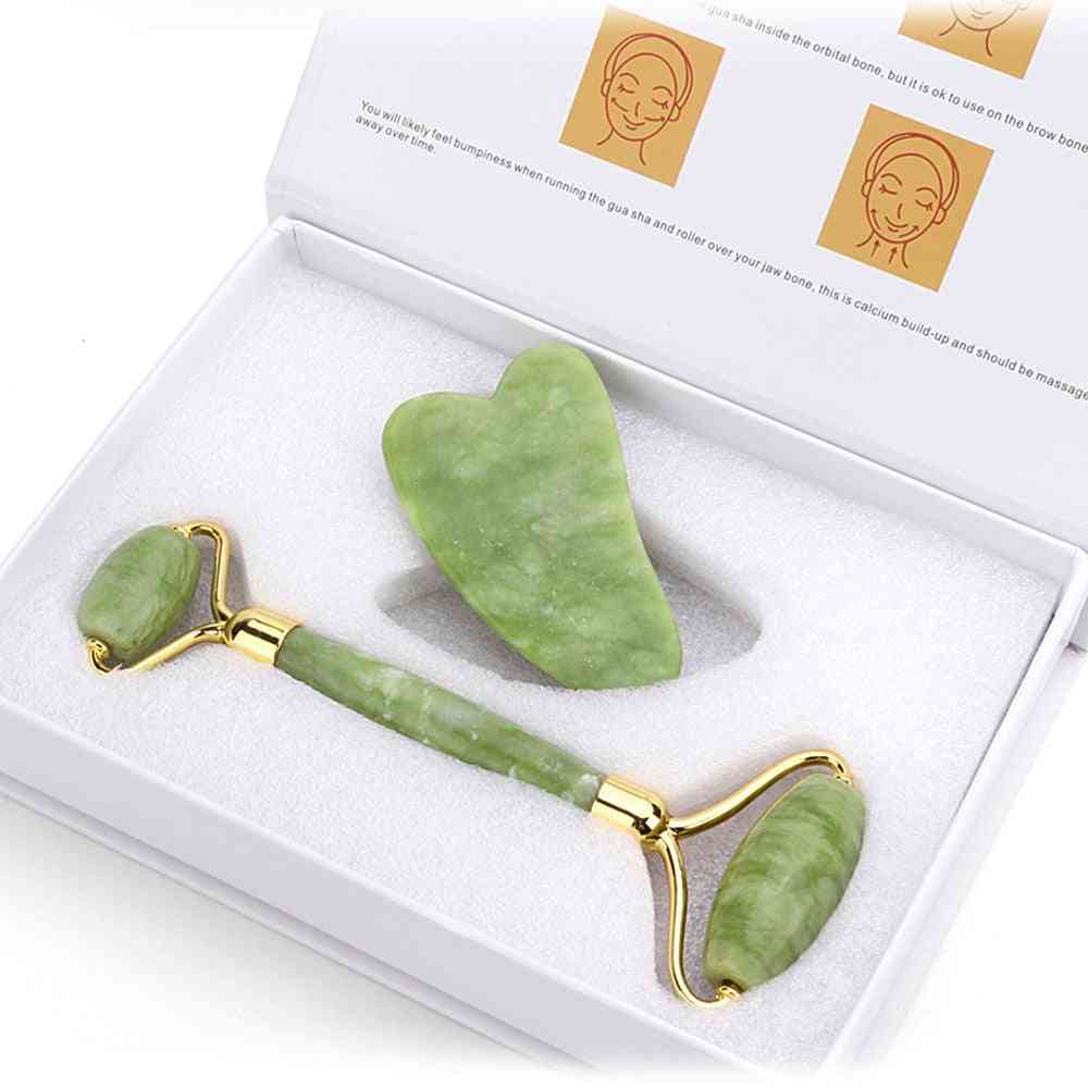 Double Heads, Jade Stone- Natural Facial Massage, Face Roller