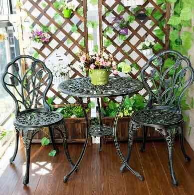 Trädgård fritid balkong gjutna aluminium bord och stolar set