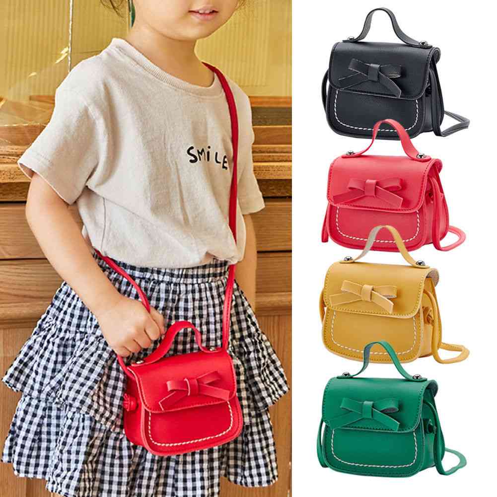 Children Cute Bowknot Pure Color Handbags