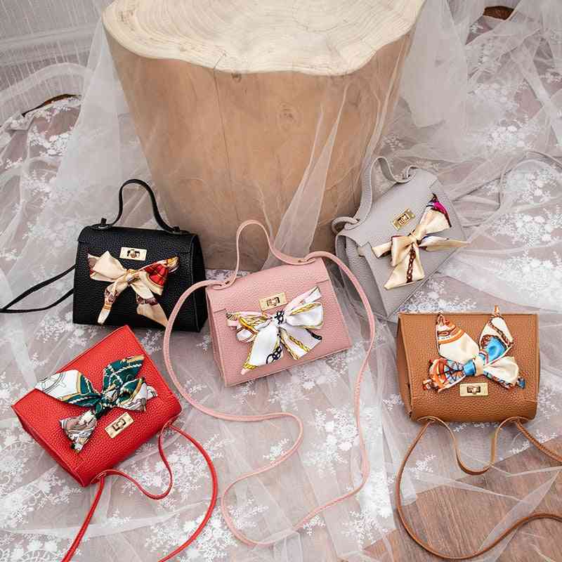 Pu Leather Messenger Ribbons Bow Handbags Purses