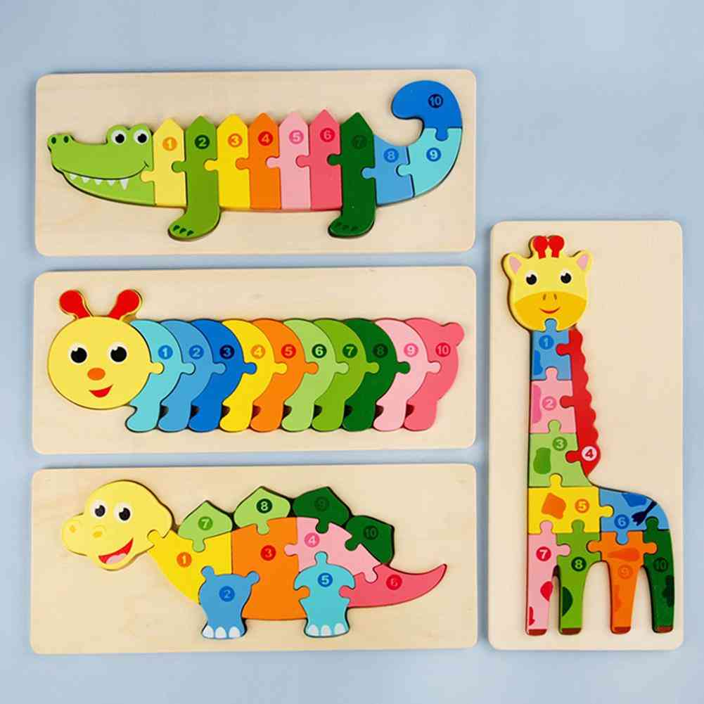 Wooden Lovely 3d Animal Number Jigsaw Puzzle
