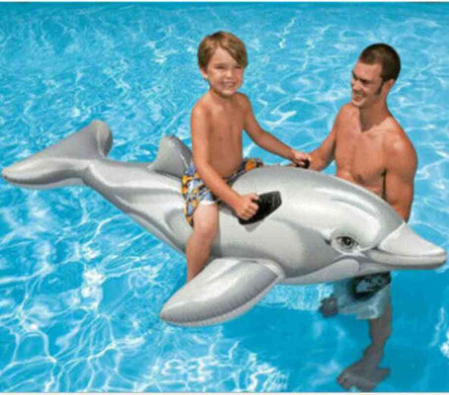 Børn oppustelig delfin ride-on swimmingpool legetøj