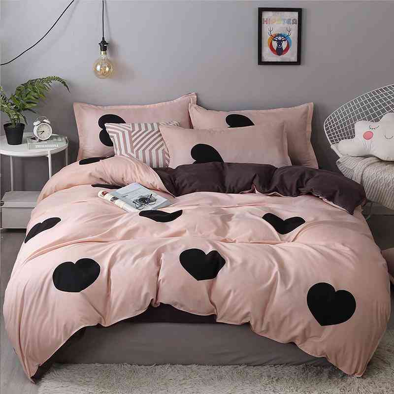 Dot Heart Printing Bed Linens Cute Bedding Set - 2