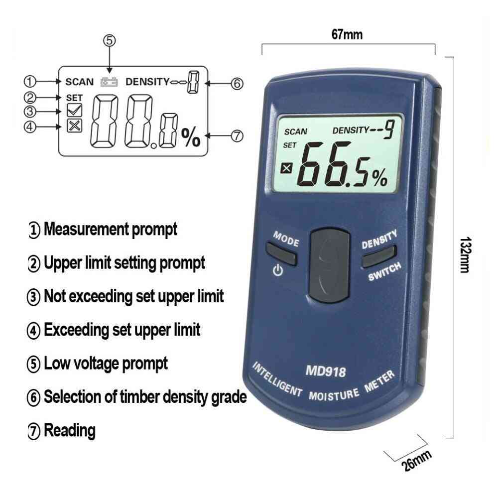Trävirke fukthygrometer digital, elektrisk testare mätverktyg