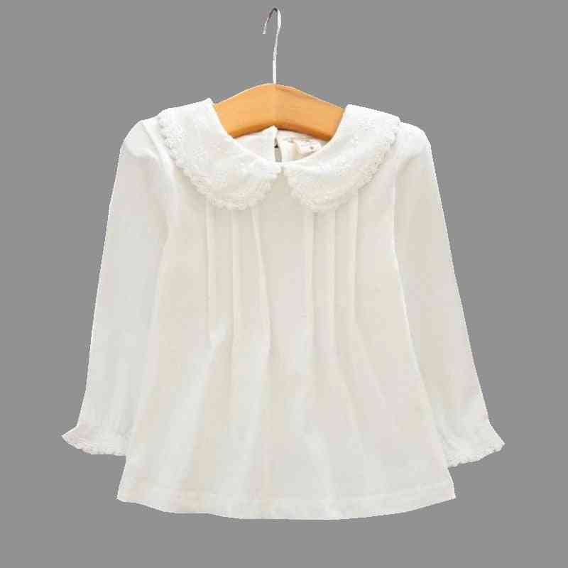 Long Sleeve Turn-down Collar Cotton Lace Shirt