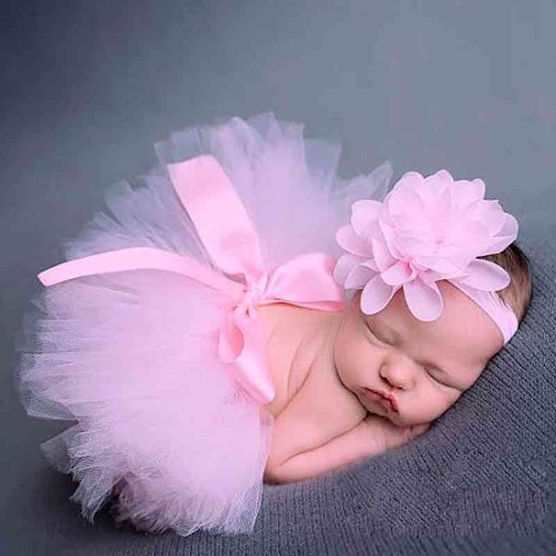Newborn Baby Tulle Tutu Skirt & Photo Props Headband